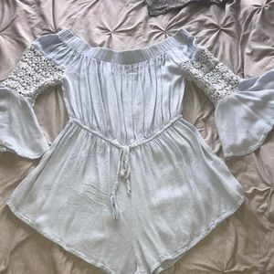 Light Blue Off the Shoulder Romper